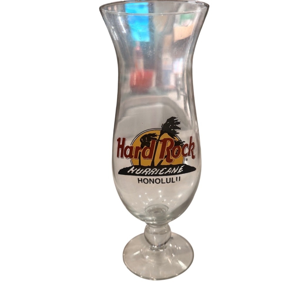 Hard Rock Cafe Honolulu‎ Hurricane Glass Clear 24oz Souvenir Barware 9.25" Retro